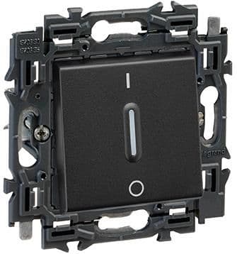 Valena interrupteur bipolaire 16AX appareil complet Noir à griffes vue 1