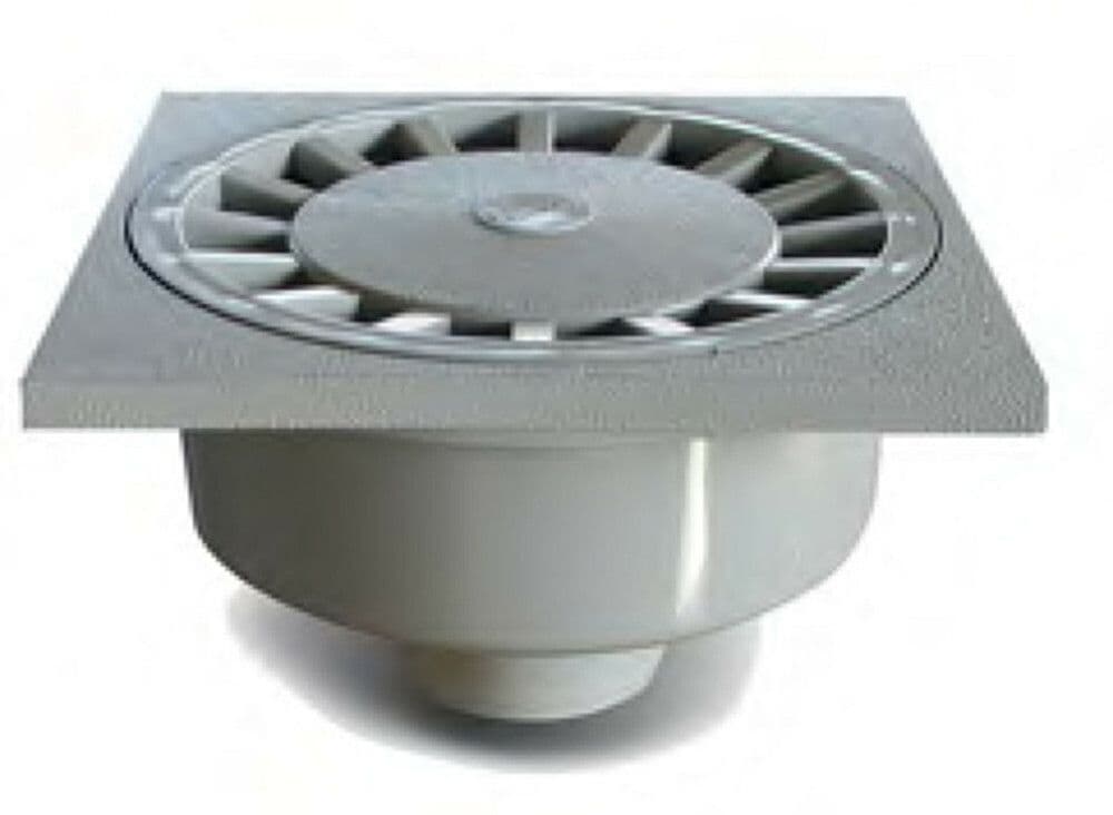 Nicoll siphon sol avec sortie verticale PVC 200x200 mm anti-UV gris clair vue 1