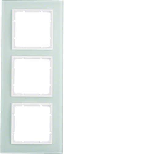 Plaque de recouvrement en verre 3 postes Berker B.7 Verre, Blanc polaire vue 1