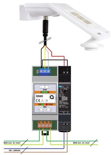 Station météo P04 Qbus + alimentation DIN vue 1