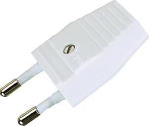 Fiche 2 pôles mâle - 2,5A - 230V - Blanc vue 1