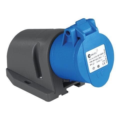 Prise CEE femelle murale 3 x 32A 220 - 240Vac Bleu IP44 avec raccords rapides vue 1
