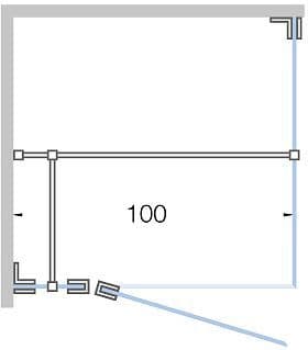 PORTE PIVOTANTE AVEC PARTI FIX+PAROI LATERAL CLOSE <100CM H 200CM CHROME-TIMELESS vue 1