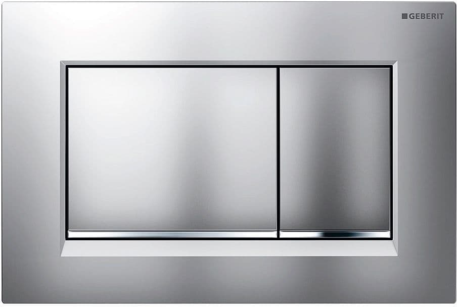 PLAQUE DE COMMANDE 2 TOUCHES SIGMA20 CARRE GEBERIT CHROME-MAT AVEC BANDES DESIGN EN CHROMé BRILLANT vue 1