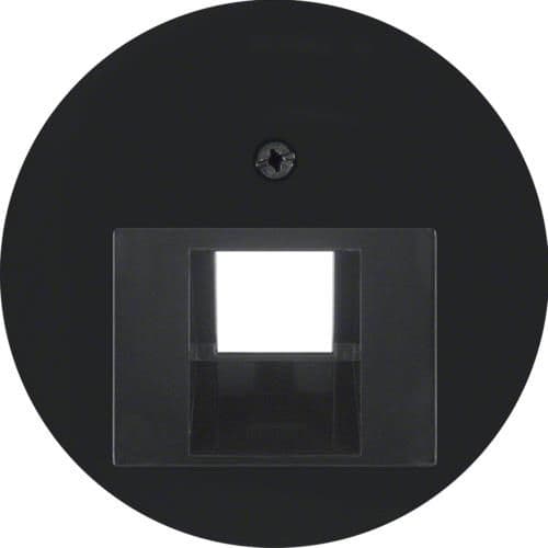 Enjoliveur pour prise informatique simple Berker R.1 / R.3 / R.Classic Noir, brillant vue 1