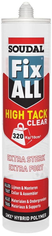 Soudal Fix All High tack Clear Cartouche de mastic adhésif monocomposant 290 ml vue 1