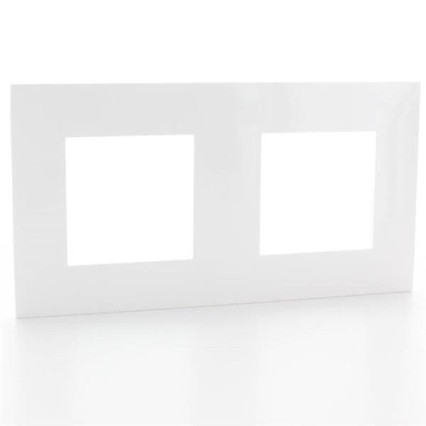 Valena plaque 2 postes horizontal - vertical entraxe 71mm Blanc vue 1