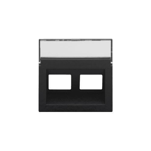 Enjoliveur data 2x RJ sortie oblique, couleur piano black coated vue 1
