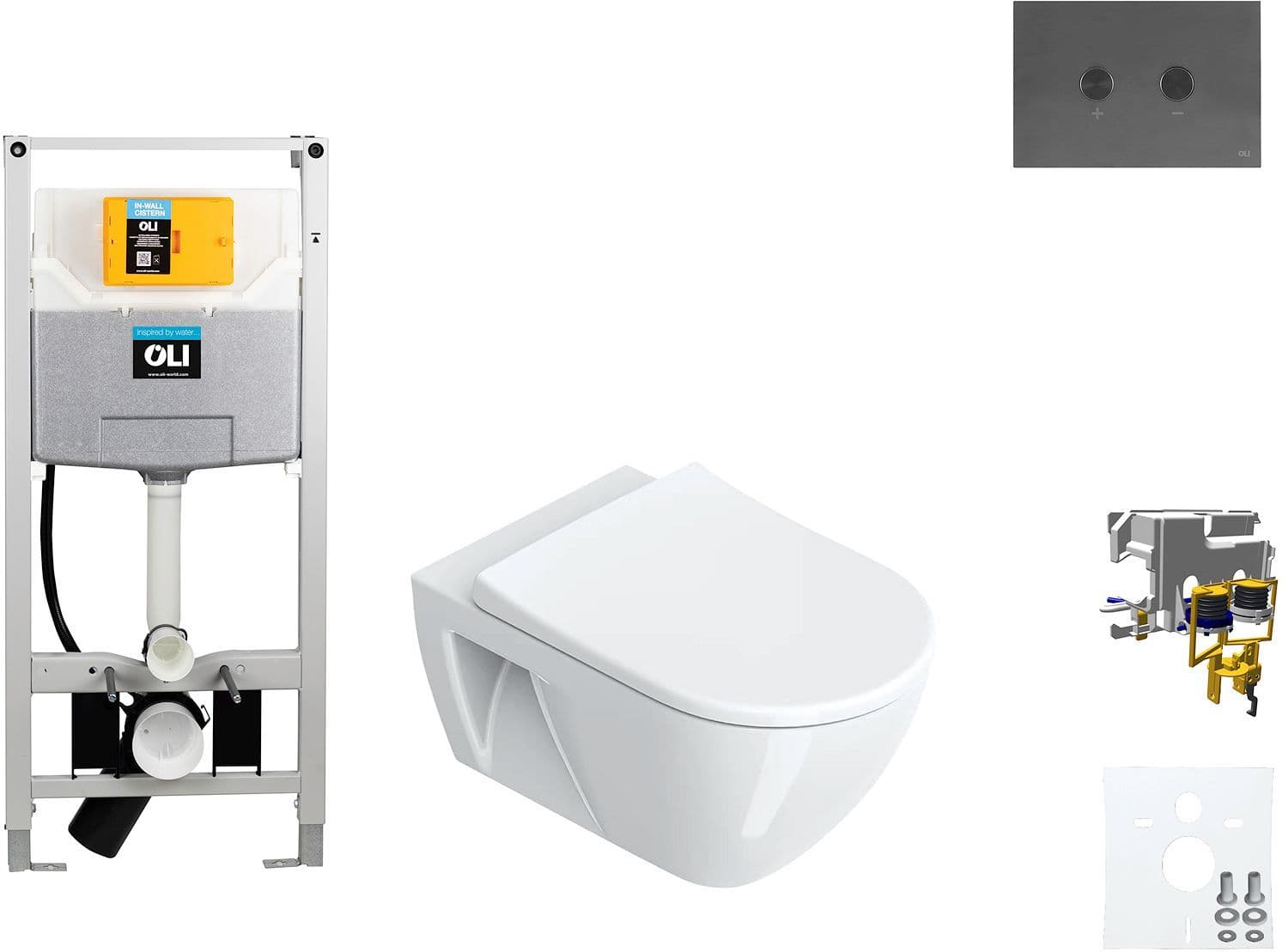 WALLFIX OLI WC SUSPENDU SFERA ECO CATALANO HEAVY SEAT BLINK GUN METAL vue 1