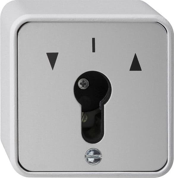 Bouton-poussoir à clé 10A 250V~ pour tous les demi-cylindres profilés DIN Gris bouton-poussoir à vue 1