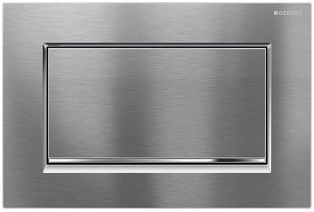 PLAQUE DE COMMANDE 1 TOUCHE SIGMA10 CARRE GEBERIT CHROME-MAT AVEC BANDES DESIGN EN CHROMé BRILLANT vue 1