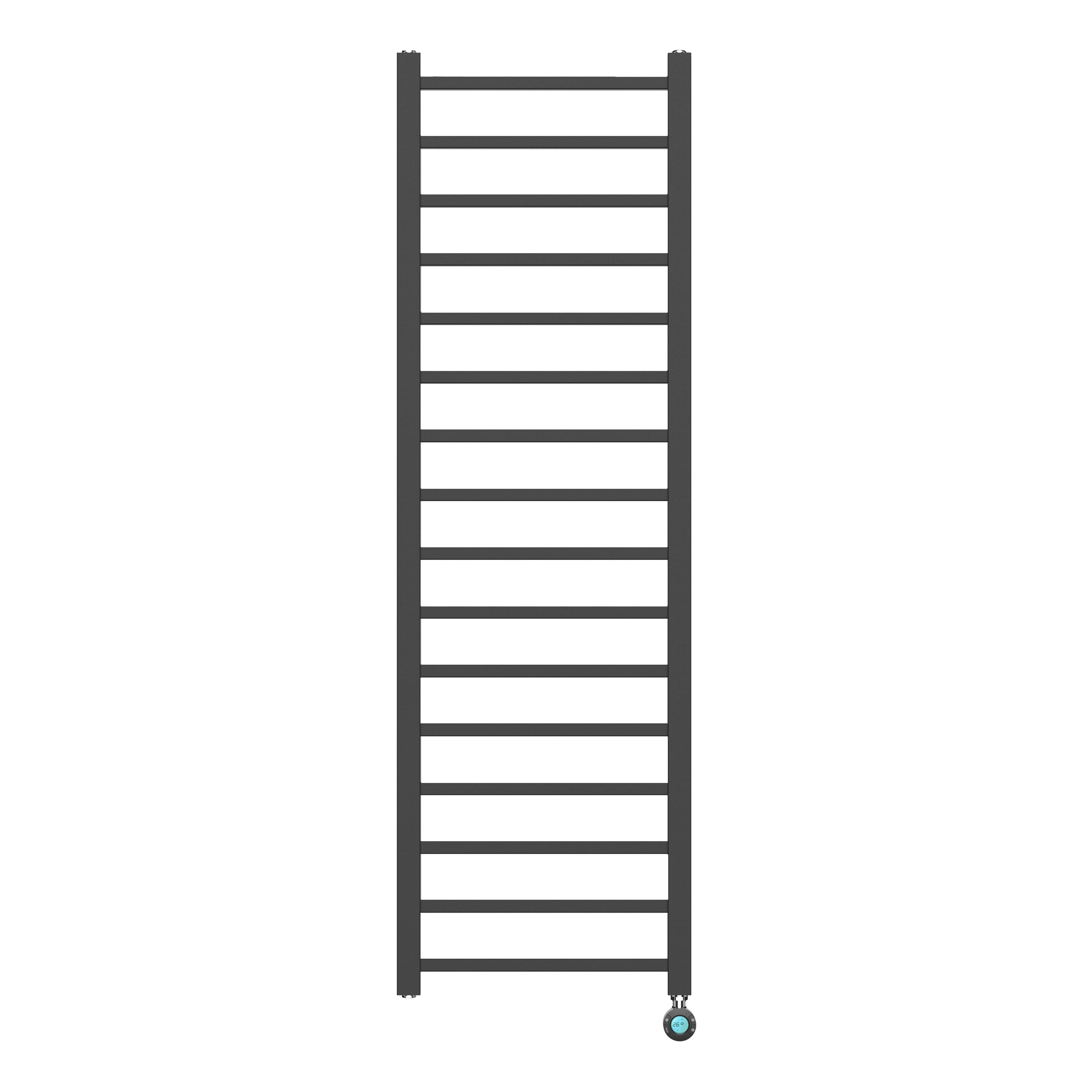 BELRAD SÈCHE-SERVIETTES ÉLECTRIQUE – AVEC THERMOSTAT NUMÉRIQUE PROGRAMMABLE – RACCORD À DROITE – 551W – 1600X500 MM – NOIR MAT vue 1