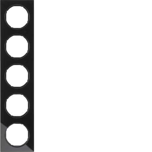 Plaque de recouvrement 5 postes Berker R.3 Verre, Noir vue 1