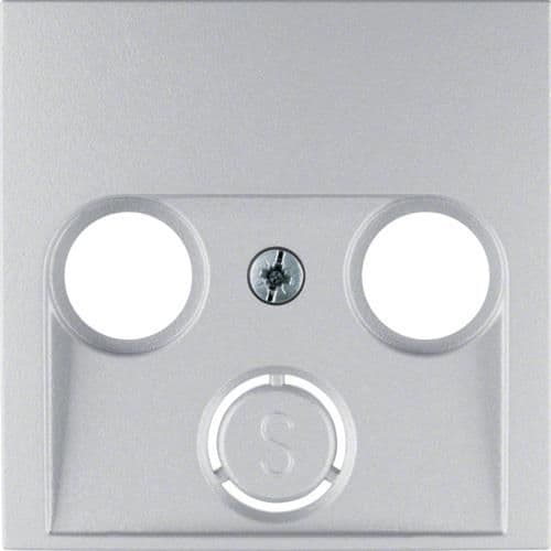 Enjoliveur pour prise coaxiale 2 et 3 trous Berker S.1 / B.3 / B.7 Alu, mat vue 1