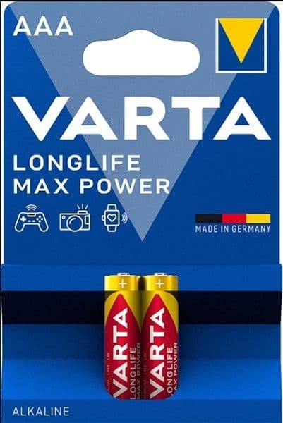 Blister de 2 piles alcaline Longlife Max Power Varta 1.5V LR03 - AAA vue 1