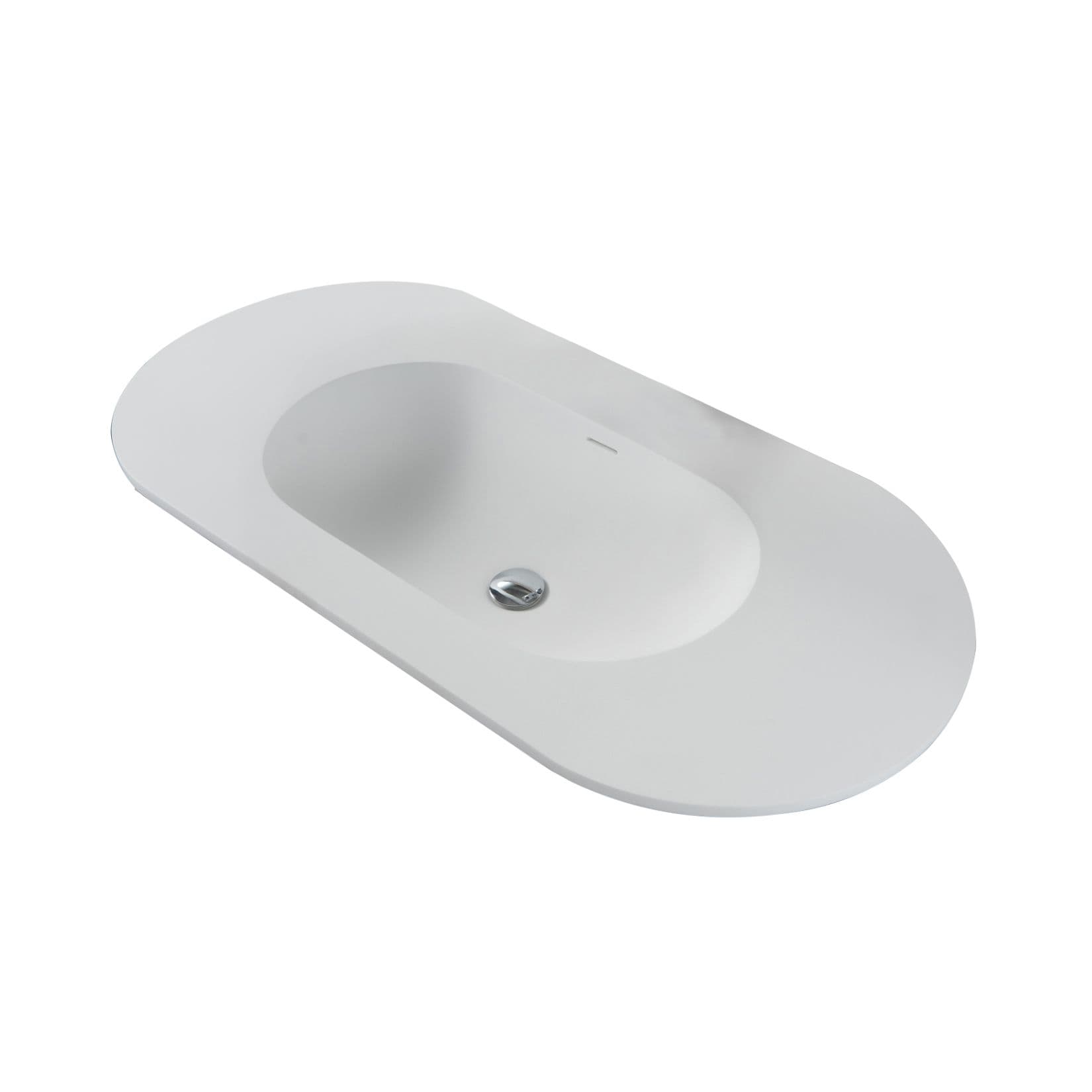 BEGONIA LAVABO - 1 VASQUE - AVEC TROP-PLEIN - SANS TROU ROBINET - MARBRE COMPOSITE - 100X1,2X52,5 CM - BLANC MAT vue 1