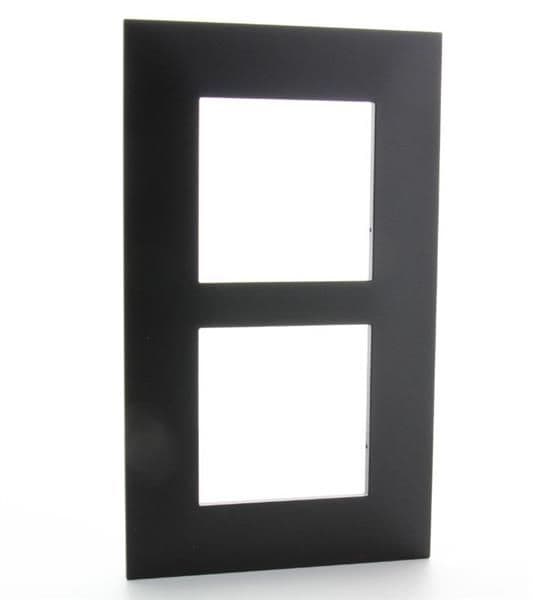 Valena plaque 2 postes vertical entraxe 57mm Noir Cuivre vue 1