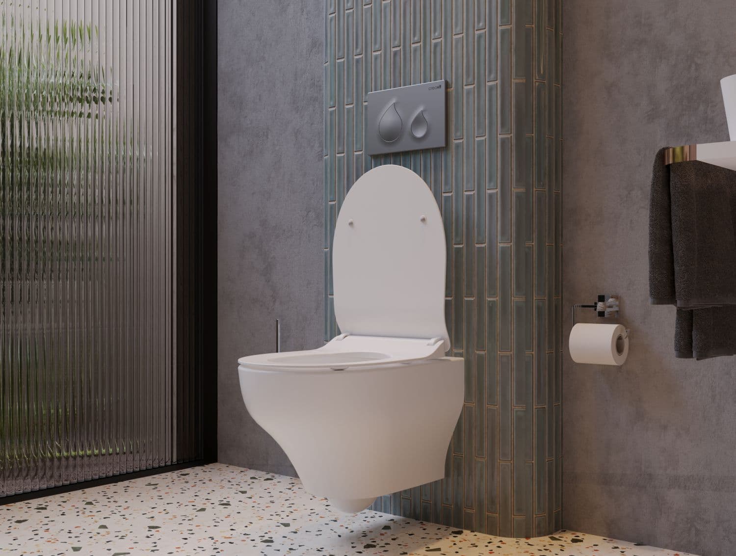 CREAVIT NESS WC SUSPENDU - TORNADO FLUSH - SANS BRIDE - SANS ABATTANT WC - BLANC BRILLANT vue 1