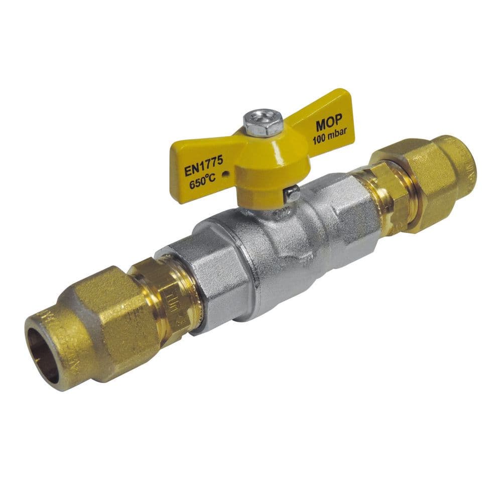Van Marcke robinet d'arrêt gaz ARGB type bicône x bicône 2xBIC D15 vue 1
