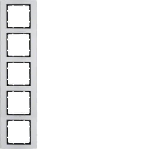 Plaque de recouvrement 5 postes Berker B.3 Alu, Alu / Anthracite vue 1