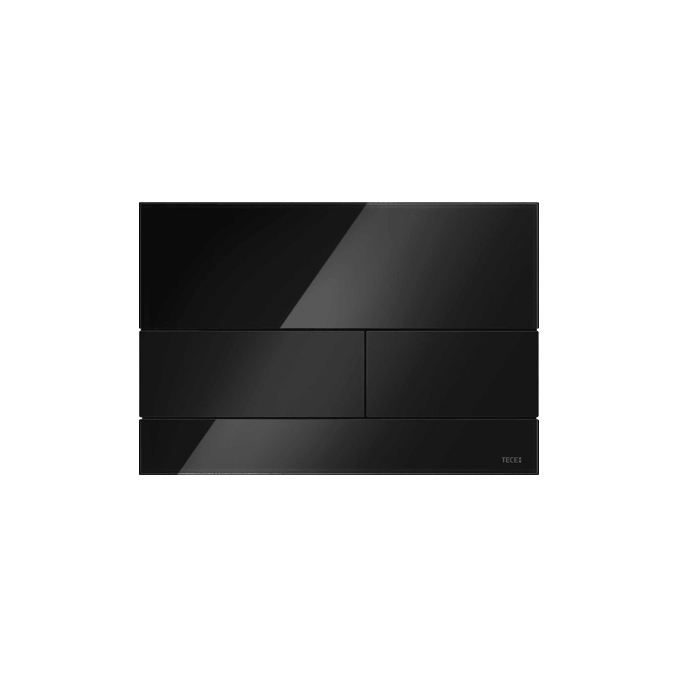 PLAQUE DE DECLENCHEMENT WC TECESQUARE, DOUBLE TOUCHES, VERRE NOIR, TOUCHES NOIRES vue 1