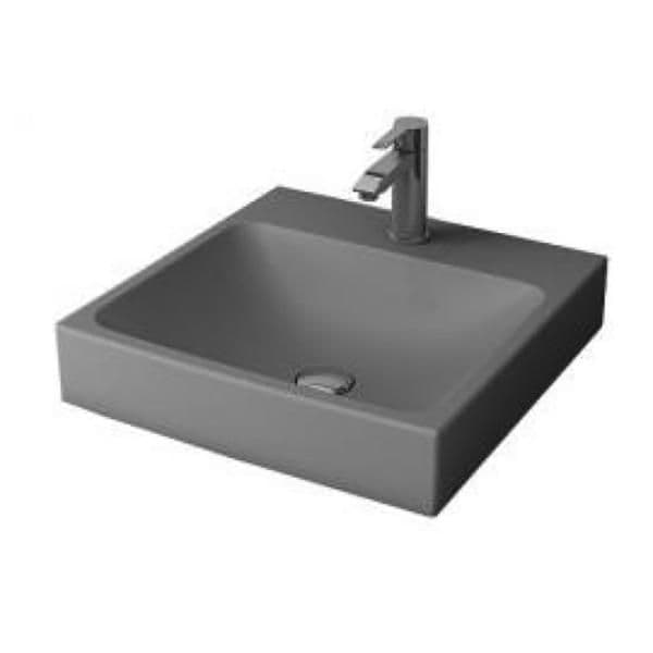 BOCCHI SCALAE DESIGN WASTAFEL MET KRAANGAT 485X480 MAT GRIJS vue 1
