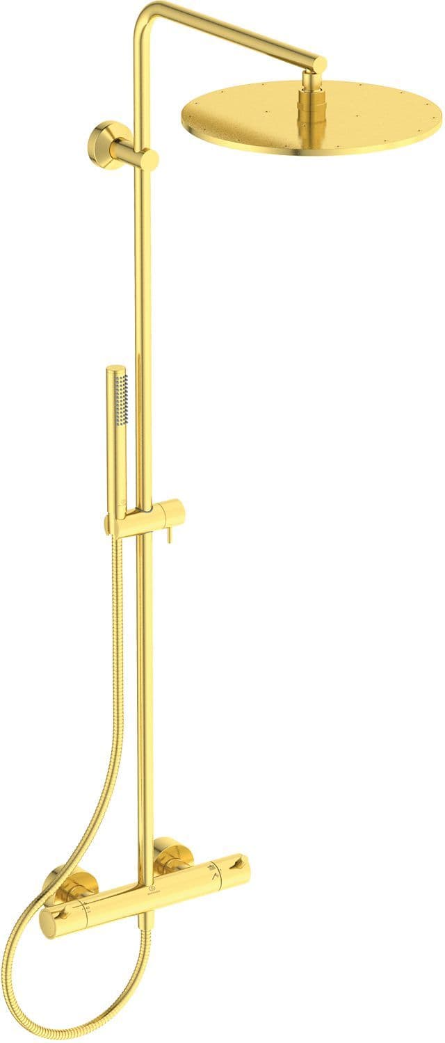 COLONNE DE DOUCHE+ THERMOSTAT JOY IDEAL THERMOSAAT DIAMETRE 300MM BRUSHED GOLD 12 LITRE/MINUTE vue 1