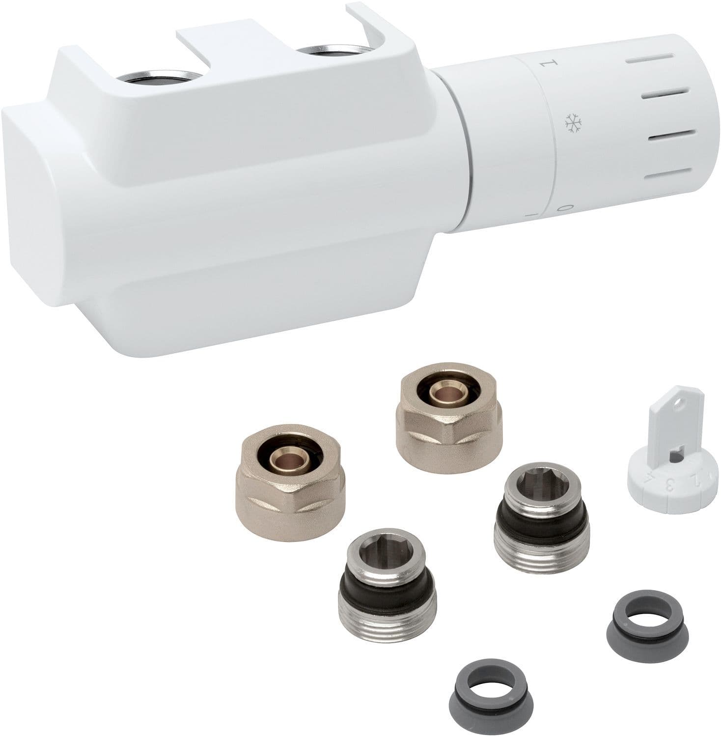 MULTI BLOC KIT POUR D-RADIATEUR BITUBE/MONOTUBE MM BLANC + RACCORDS 16MM vue 1
