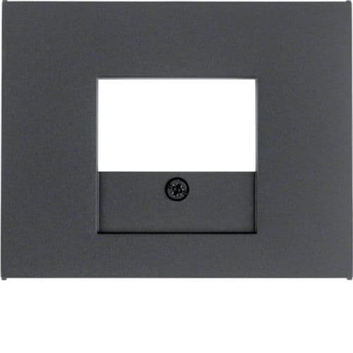 Enjoliveur pour prise informatique et connexions haut - parleurs Berker K.1 Anthracite, mat vue 1