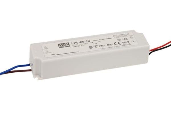 Alimentation Led 24Vdc - 60W 2.5A IP67 162.5 x 42.5 x 32mm vue 1