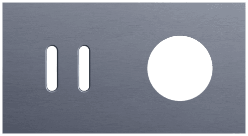 Plaque de recouvrement double, horizontale 71 mm d'entraxe, pour une fonction de commutation double et une fonction de prise de courant, Niko Rocker alu blue grey brushed vue 1