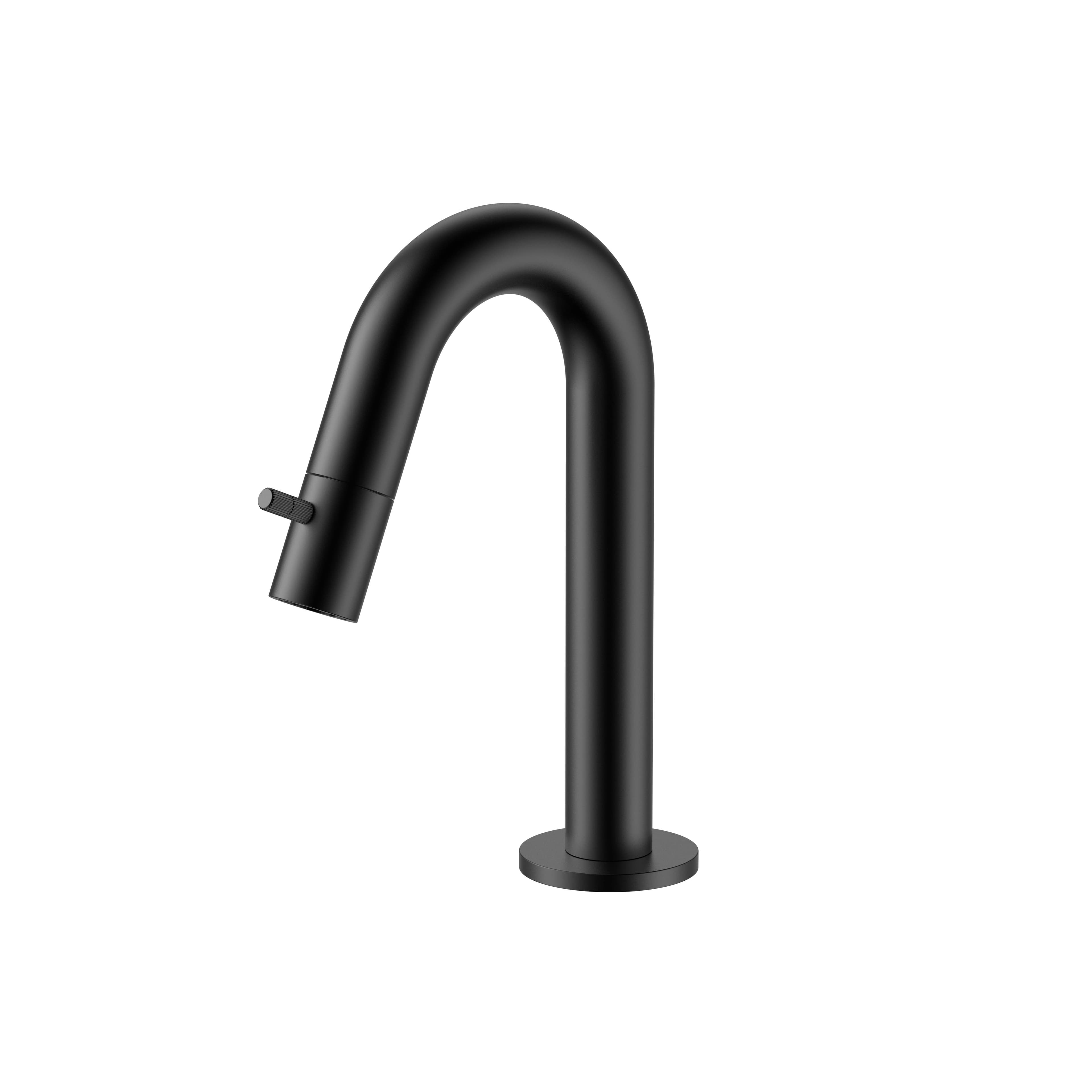 STRIA ROBINET EAU FROIDE – BEC COURBÉ – SANS BONDE – NOIR MAT (PVD) vue 1