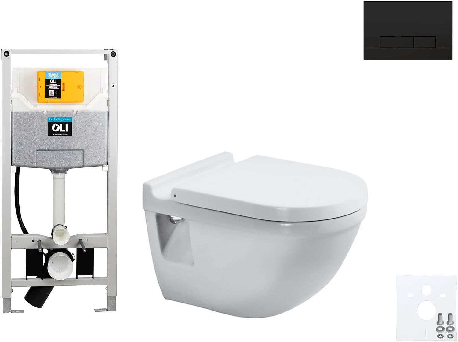 WALLFIX OLI WC SUSPENDU STARCK 3 DURAVIT GLAM MAT NOIR vue 1