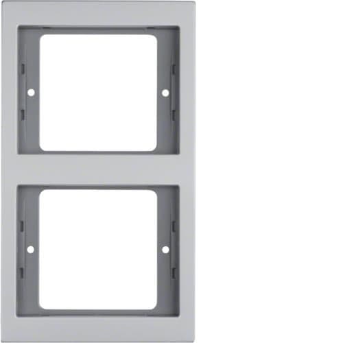 Plaque de recouvrement 2 postes pour montage vertical Berker K.5 Alu vue 1