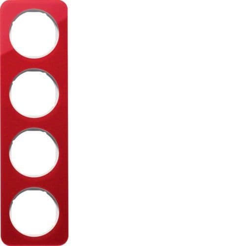 Plaque de recouvrement 4 postes R.1 acryl Rouge transparent / Blanc polaire vue 1