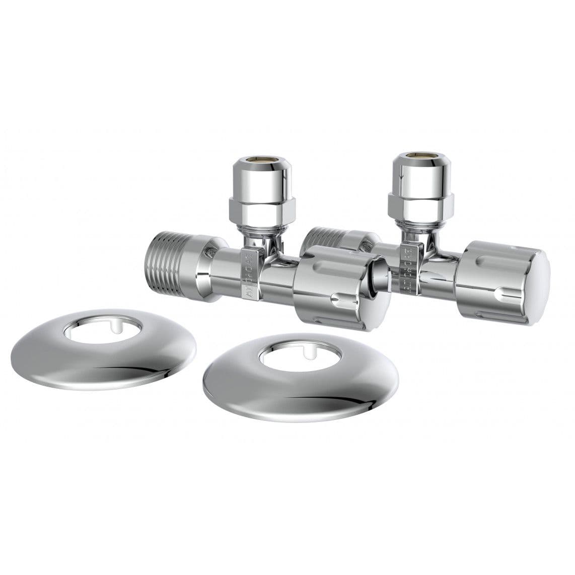 98625714 robinet d'équerre,chromé, 1/2" M x 3/8" M x 10 mmQ, avec Rosace de tiroir (2x) vue 1