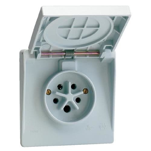 Prise étoile semi - étanche 3 pôles + N + T 16A IP44 vue 1