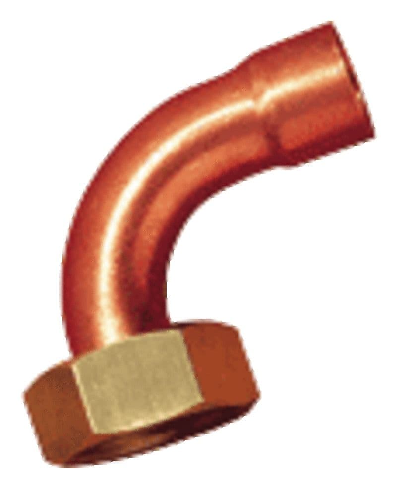 Courbe à collet avec écrou cuivre rouge D tube 16 mm 15 x 21 vue 1