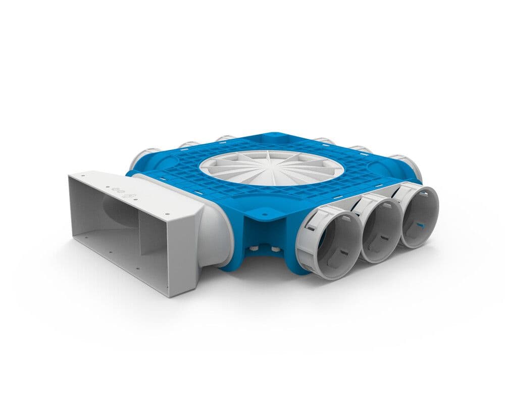 Vent-Axia VK69 9 220 subcollecteur 1 x K 220x80 mm (femelle), 9 x D 69 mm, 2 x D vue 1