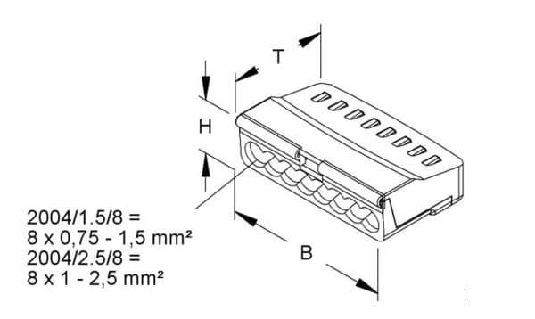 Raccord sans vis 1 - 2,5mm² 8 entrées - transparent vue 1