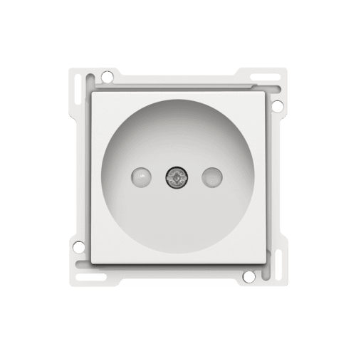 Set de finition pour prise de courant sans terre, avec obturateurs de protection, profondeur d’encastrement de 21 mm, couleur white vue 1