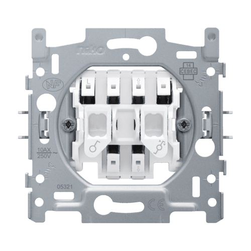 Socle pour interrupteur pour volets, verrouillage électrique, 10 A, bornes à connexion rapide vue 1