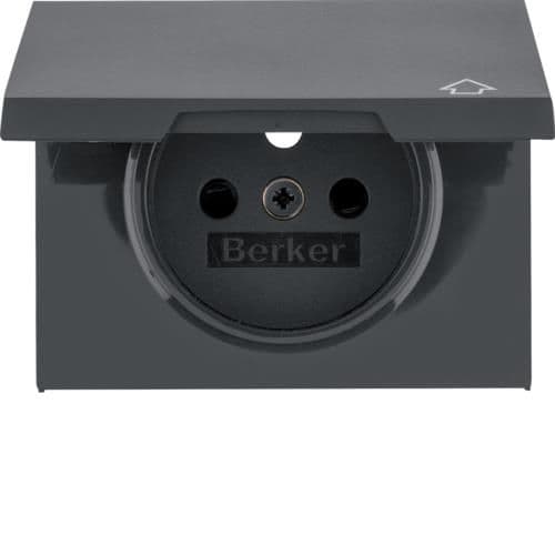 Sets de finition pour prise de courant à clapet Berker K.1 Anthracite, mat vue 1
