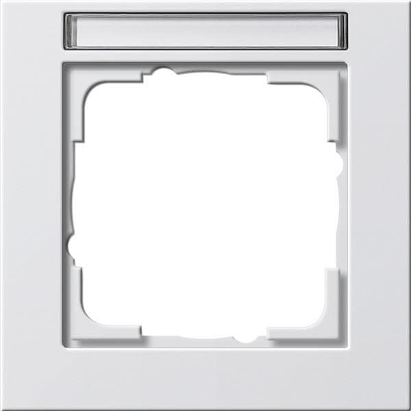 Cadre de finition Gira E2 avec zone d'inscription Blanc brillant vue 1