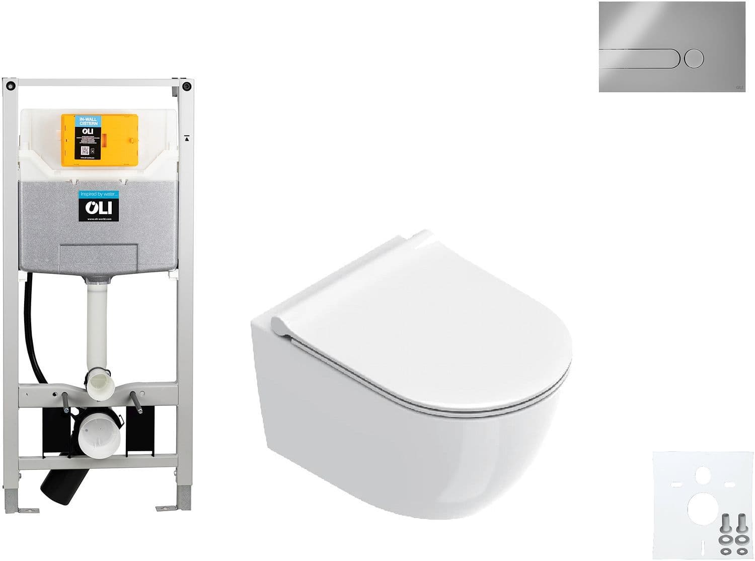 WALLFIX OLI WC SUSPENDU SFERA 50 CATALANO SLIM SEAT IPLATE MAT CHROME vue 1