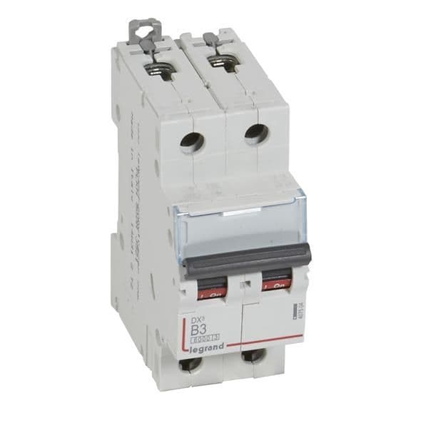 Disjoncteur DX³ 6000A / 10kA 2 pôles courbe B 03A 230 / 400V - 2 modules vue 1