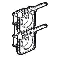 Plexo prise 2 x 2 pôles + T verticale auto 10 / 16A 250V composable Blanc vue 1