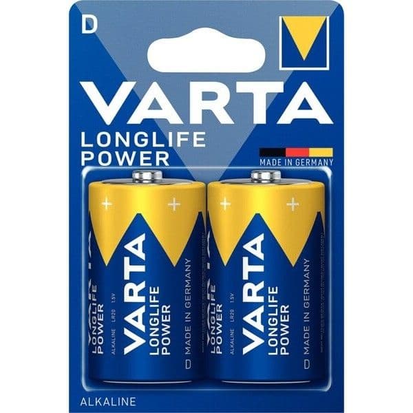 Blister de 2 piles alcaline Longlife Power Varta 1.5V LR20 D vue 1