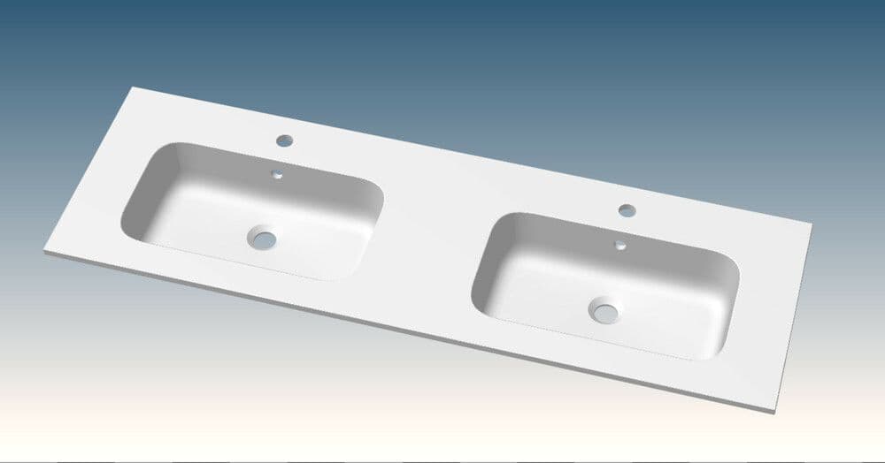 Van Marcke Paco tablette avec 2lavabo 2 trous 1400x15x460mm blanc brillant vue 1