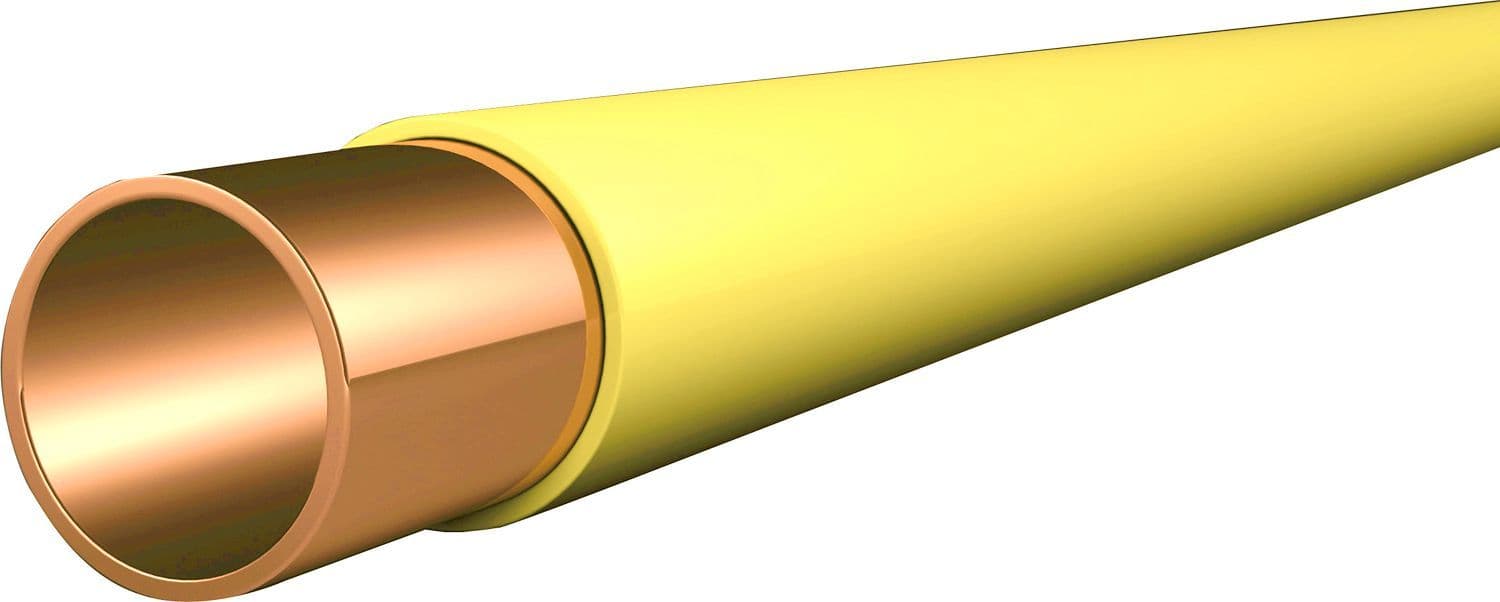 TUYAU CUIVRE + PVC JAUNE 22-1MM DUR LONGUEUR 5M vue 1